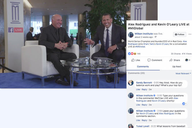 Facebook live stream with Alex Rodriguez and Kevin O'Leary