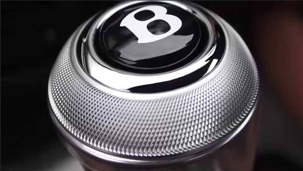 Bentley B logo on car gear shift knob