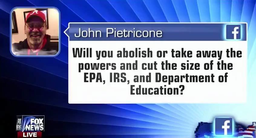 user asking a question to GOP candidates through Facebook live