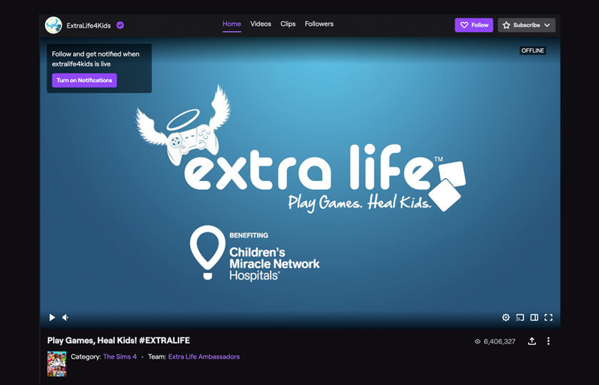 extra life twitch panel