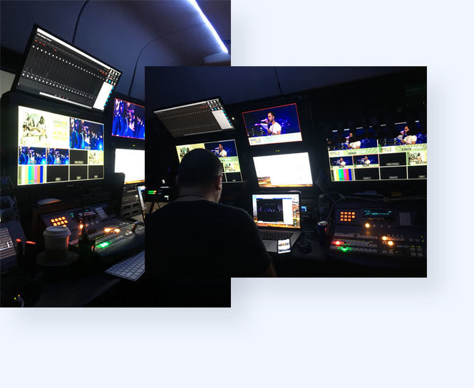 Inside the production truck at Imagine Dragons live stream with donation features
