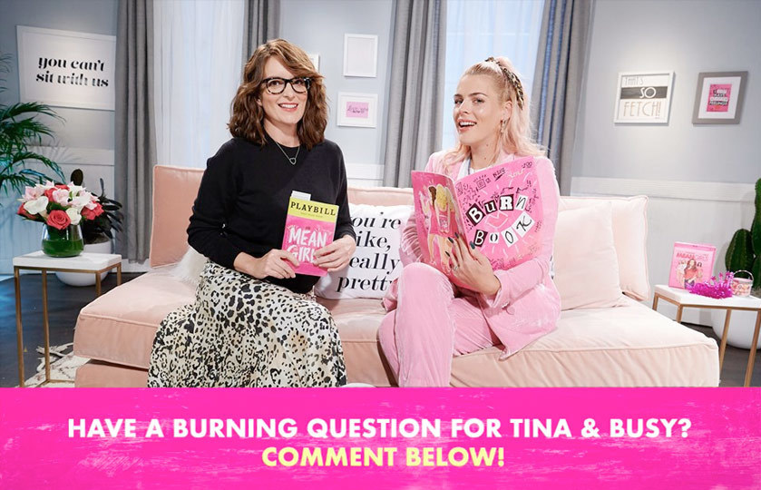 Mean girls live stream with Tina Fey and Busy Phillips custom graphics