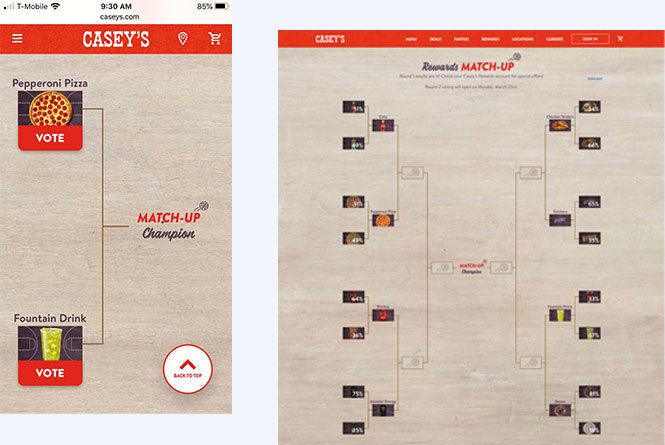 Casey's Rewards Bracket vote on mobile and desktop