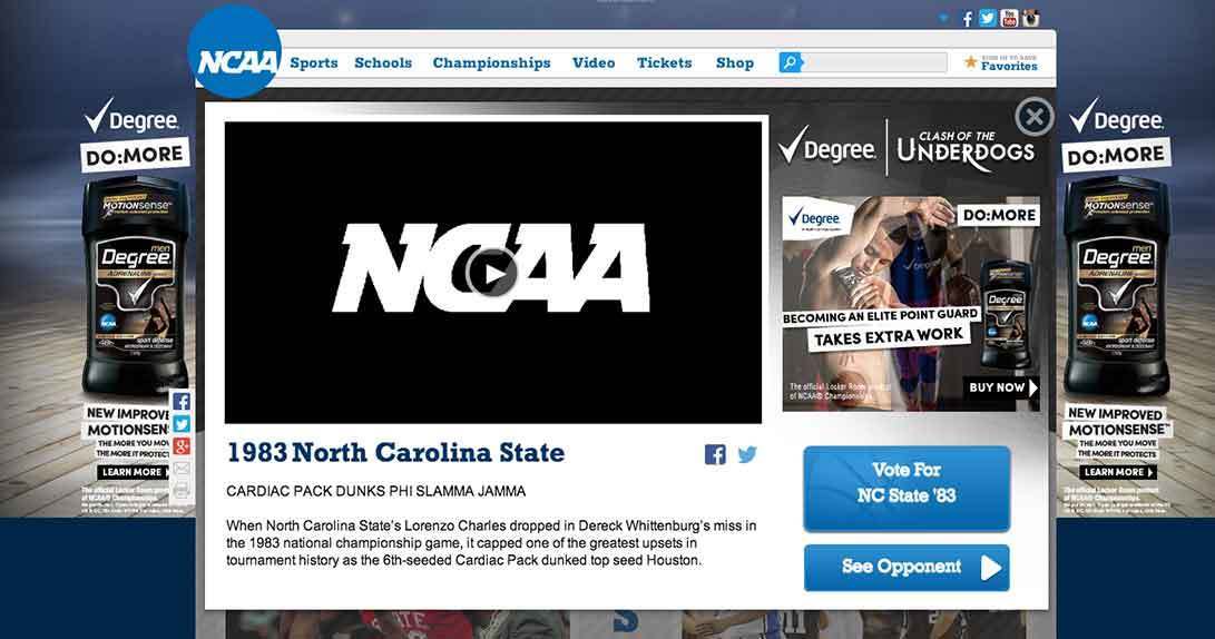 NCAA game video player