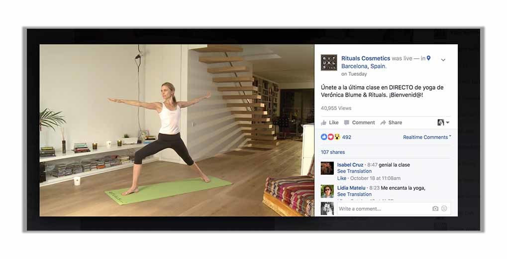 FB live stream of actress doing yoga with FB comments