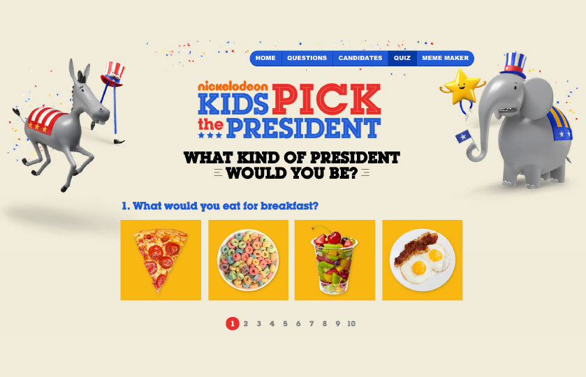 Kids pick the president inquizator with questions