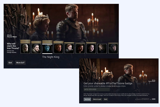 Game of Throne polling and shareable badge functionality