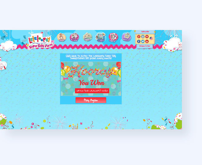 LaLaLoopsy Digital Scratcher reveal with a link to a special recipe