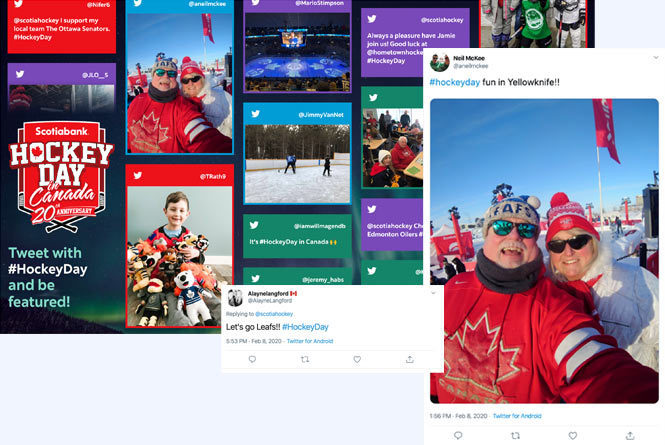 twitter wall with content, two tweets, one with poll vote and another with fan image for wall.