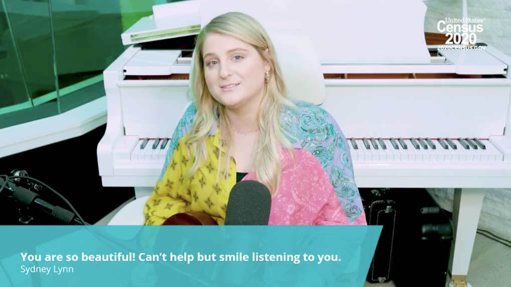 Meghan Trainor singing with fan comment