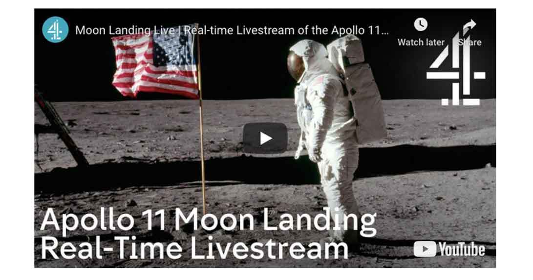 Channel 4 YouTube promo image of man walking on the moon