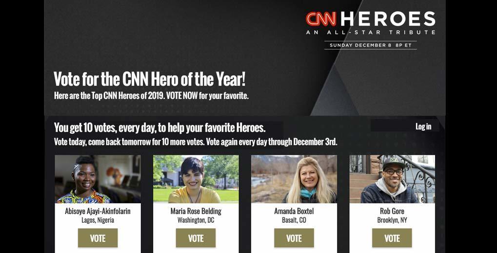 CNN Heroes online voting page with nominees