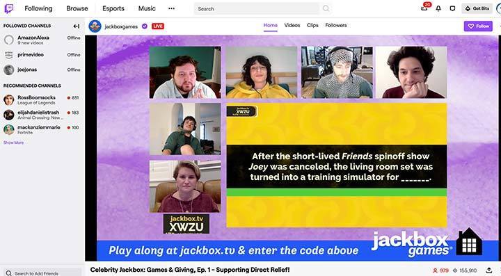 Jackbox games stream with celebrities playing game
