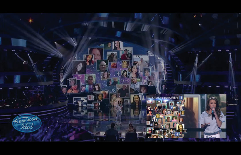 American Idol avatar images behind contestant singing
