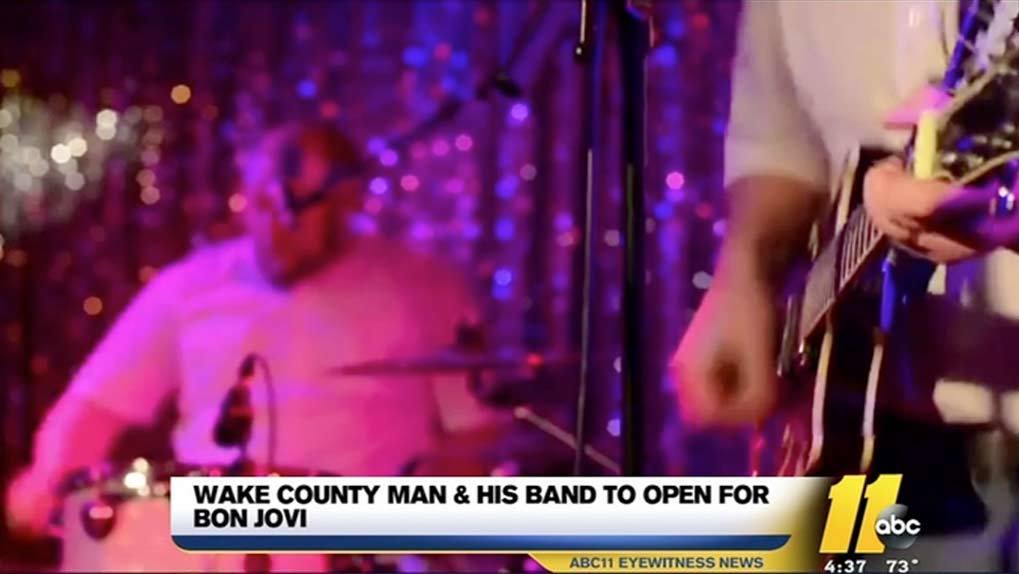 Local news station coverage of local band opening for Bon Jovi