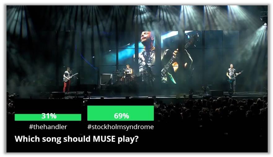 muse concert live stream with poll question asking which song should muse play